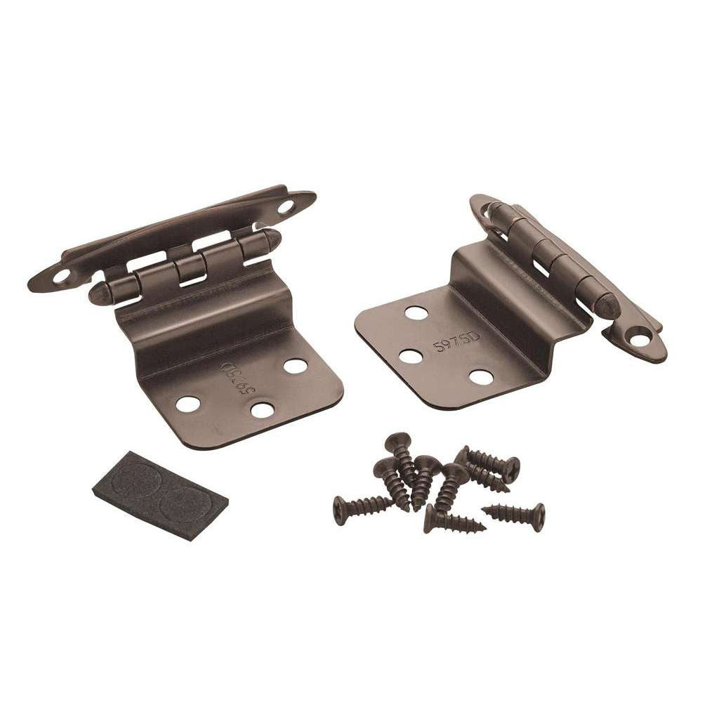 Amerock No Spring Face Mount 3/8" Inset Cabinet Hinge (pair) in Oil Rubbed Bronze BPR3417ORB Pair