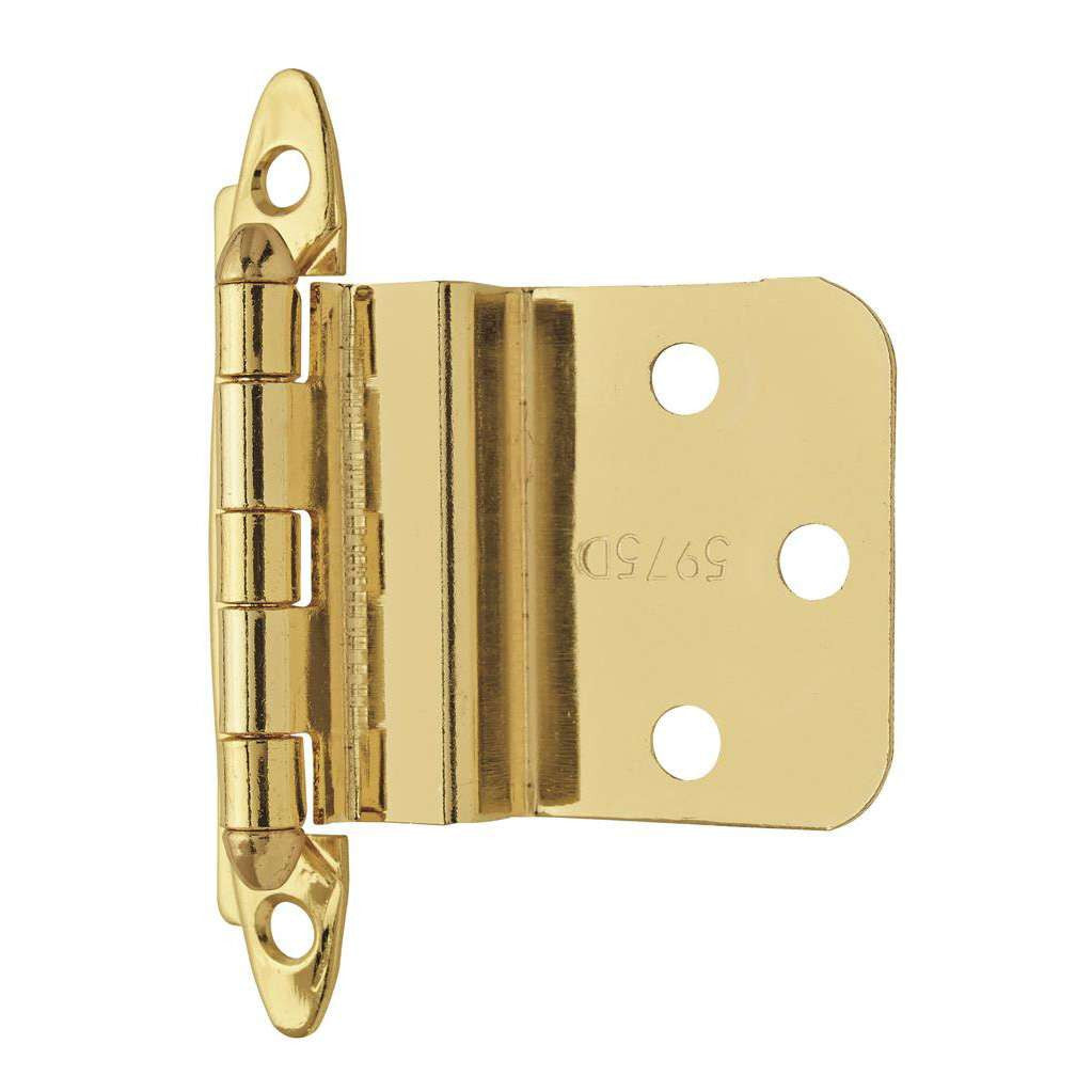 AMEROCK No Spring Face Mount 3/8" Inset Cabinet Hinge (pair) in Polished Brass BPR34173 Angle