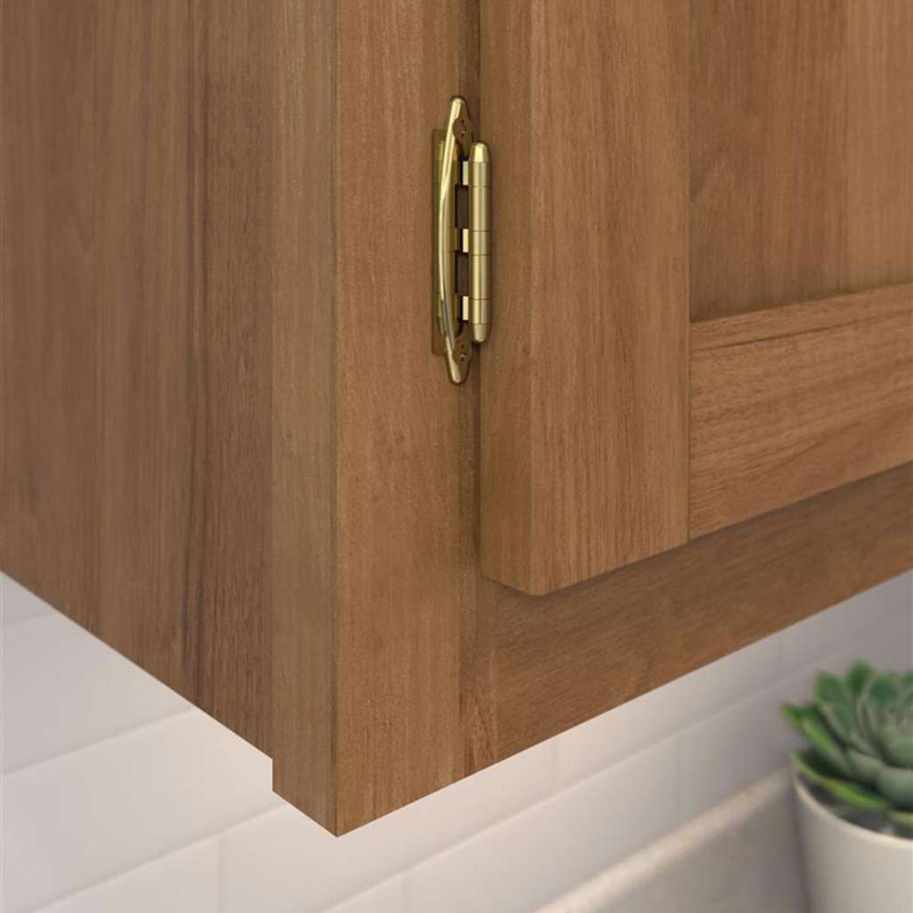 AMEROCK No Spring Face Mount 3/8" Inset Cabinet Hinge (pair) in Polished Brass BPR34173 Mounted