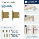 AMEROCK No Spring Face Mount 3/8" Inset Cabinet Hinge (pair) in Polished Brass BPR34173 What's Included