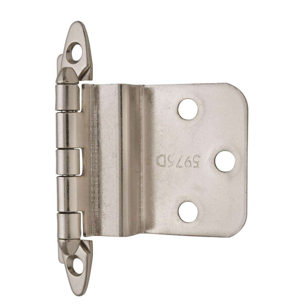 Amerock No Spring Face Mount 3/8" Inset Cabinet Hinge (pair) in Satin Nickel BPR3417G10 Angle
