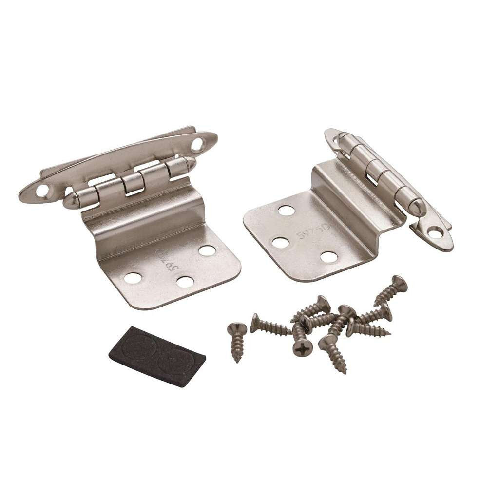 Amerock No Spring Face Mount 3/8" Inset Cabinet Hinge (pair) in Satin Nickel BPR3417G10 Pair