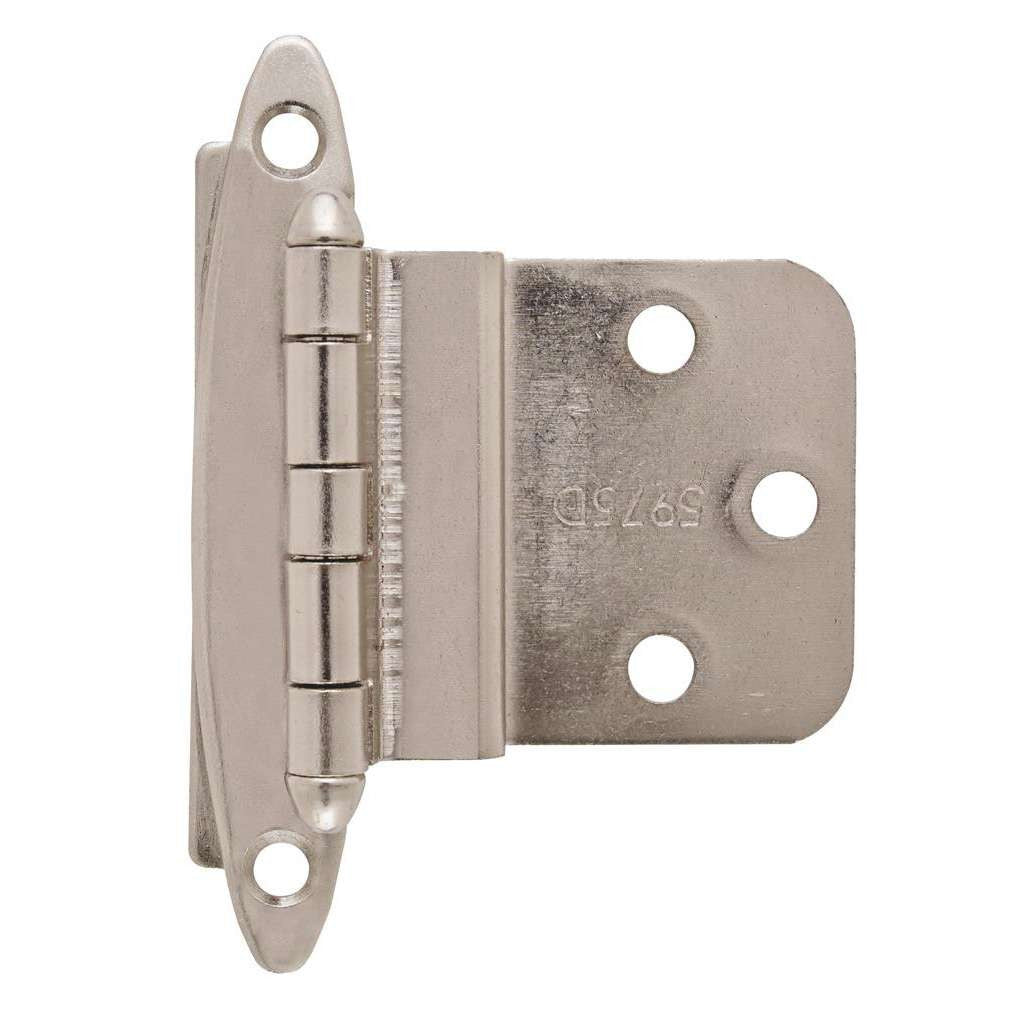 Amerock No Spring Face Mount 3/8" Inset Cabinet Hinge (pair) in Satin Nickel BPR3417G10