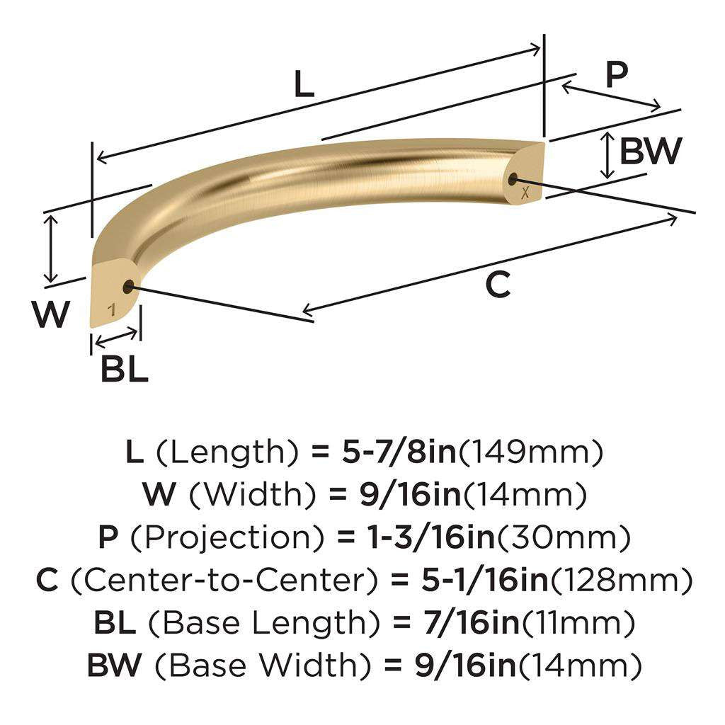 AMEROCK Parabolic Arch Handle Pull in Champagne Bronze 128mm BP37347CZ Specs