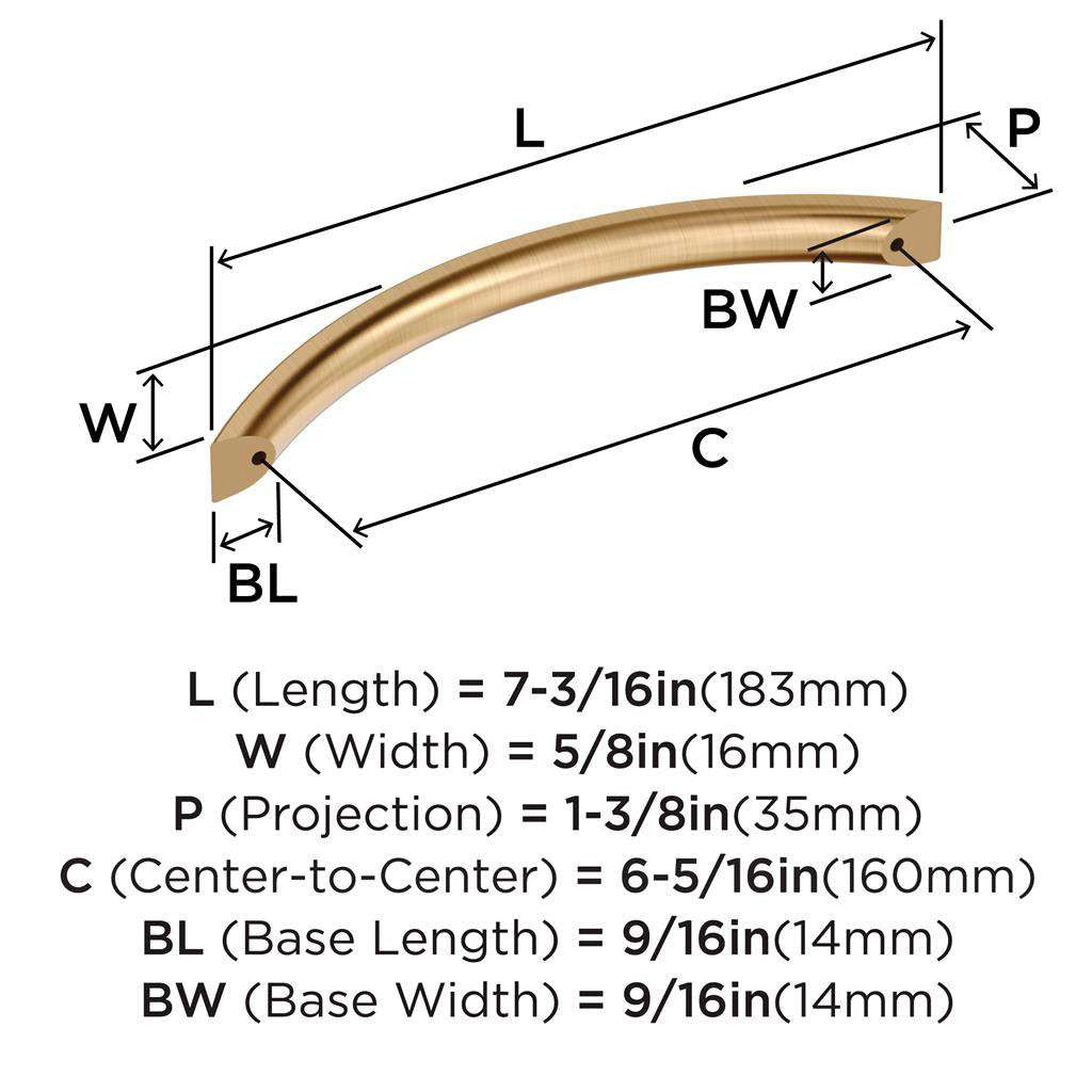 AMEROCK Parabolic Arch Handle Pull in Champagne Bronze 160mm BP37348CZ Specs