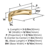 AMEROCK Parabolic Arch Handle Pull in Champagne Bronze 3" BP37345CZ Specs