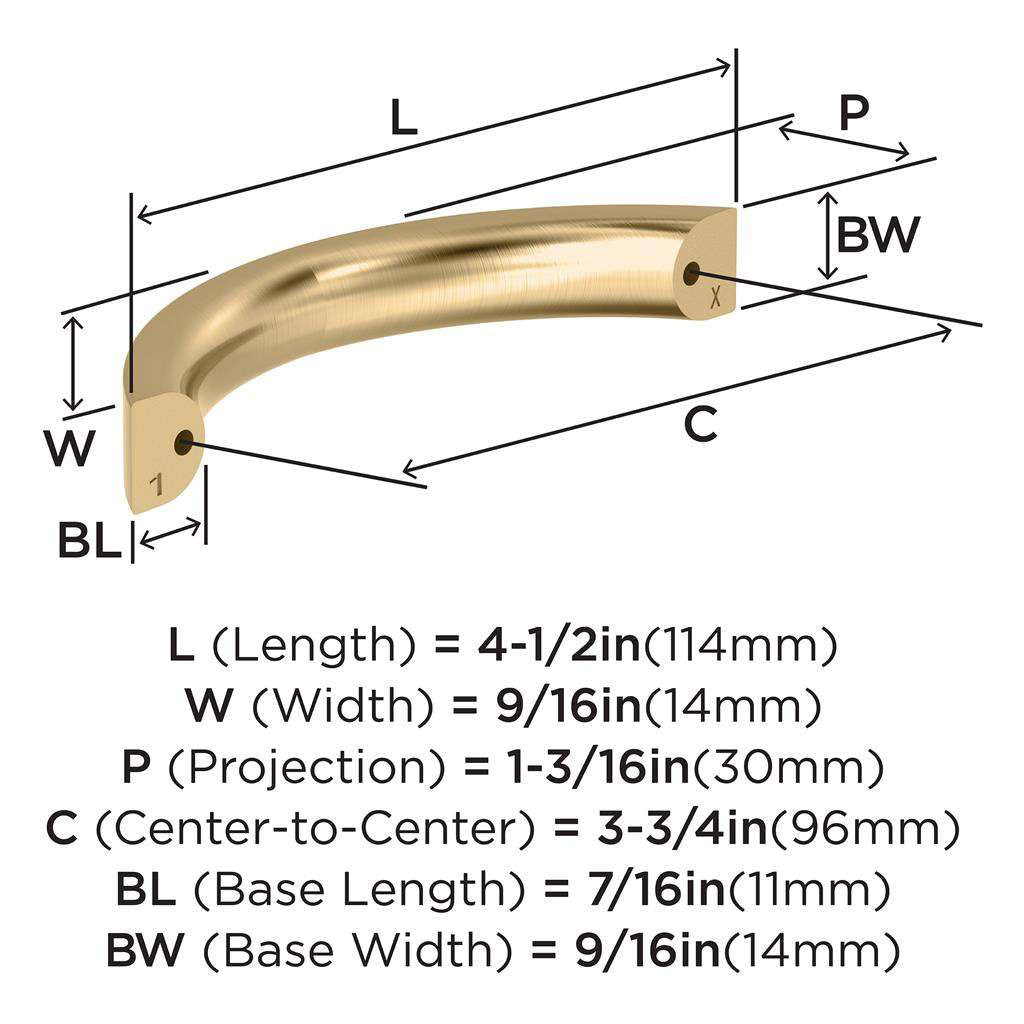 AMEROCK Parabolic Arch Handle Pull in Champagne Bronze 96mm BP37346CZ Specs