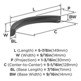 AMEROCK Parabolic Arch Handle Pull in Matte Black 128mm BP37347MB Specs