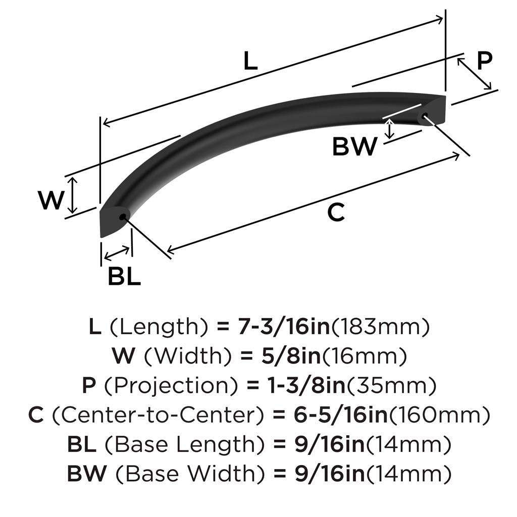 AMEROCK Parabolic Arch Handle Pull in Matte Black 160mm BP37348MB Specs