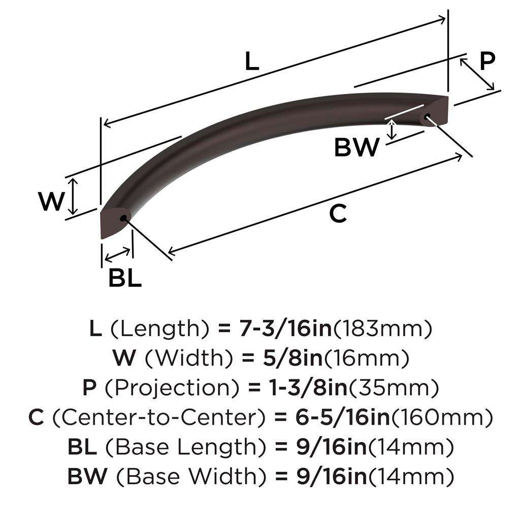 AMEROCK Parabolic Arch Handle Pull in Oil Rubbed Bronze 160mm BP37348ORB Specs