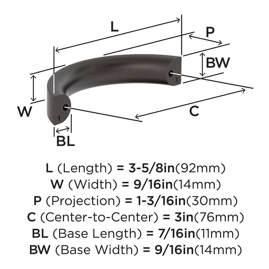 AMEROCK Parabolic Arch Handle Pull in Oil Rubbed Bronze 3" BP37345ORB Specs