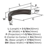 AMEROCK Parabolic Arch Handle Pull in Oil Rubbed Bronze 3" BP37345ORB Specs