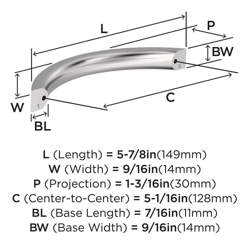 AMEROCK Parabolic Arch Handle Pull in Polished Chrome 128mm BP3734726 Specs