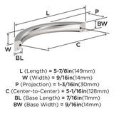 AMEROCK Parabolic Arch Handle Pull in Polished Chrome 128mm BP3734726 Specs