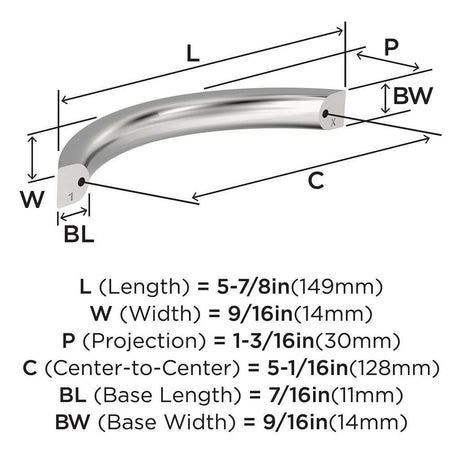 AMEROCK Parabolic Arch Handle Pull in Polished Chrome 128mm BP3734726 Specs