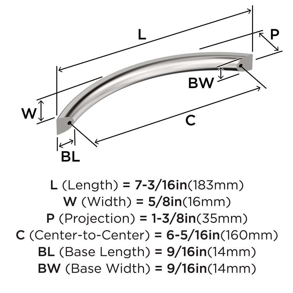 AMEROCK Parabolic Arch Handle Pull in Polished Chrome 160mm BP3734826 Specs