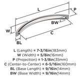 AMEROCK Parabolic Arch Handle Pull in Polished Chrome 160mm BP3734826 Specs