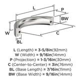 AMEROCK Parabolic Arch Handle Pull in Polished Chrome 3" BP3734526 Specs