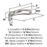 AMEROCK Parabolic Arch Handle Pull in Satin Nickel 3" BP37345G10 Specs
