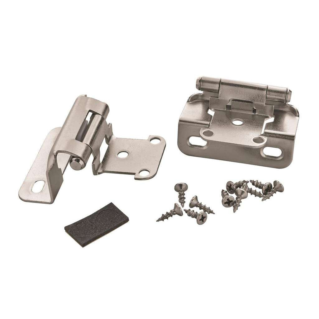 AMEROCK Partial Wrap Self Closing 1/2" Overlay Cabinet Hinge (pair) in Satin Nickel BPR7550G10 Pair