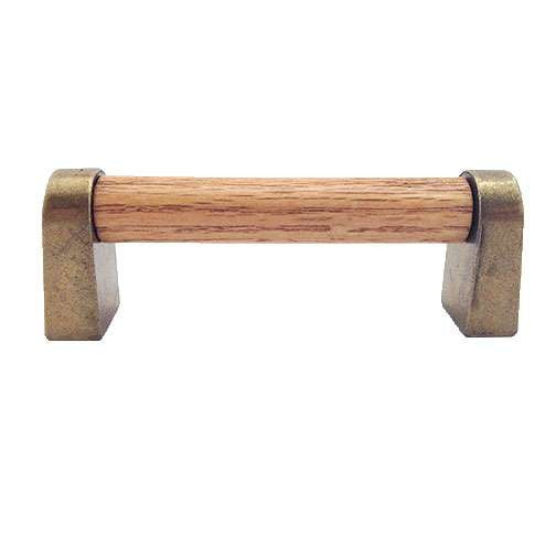 AMEROCK Royal Family 3" Centers Oak Handle Cabinet Pull in Antique Brass CM76241-OB Side View