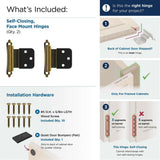 AMEROCK Scalloped Edge Self Closing Face Mount 3/8" Inset Cabinet Hinge (pair) in Antique Brass BPR7928AE What's Included