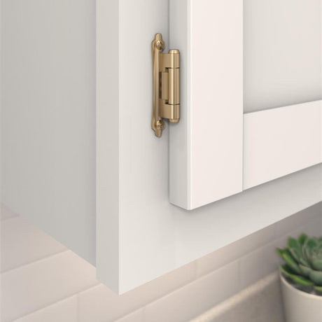 AMEROCK Scalloped Edge Self Closing Face Mount 3/8" Inset Cabinet Hinge (pair) in Champagne Bronze BPR7928CZ Mounted