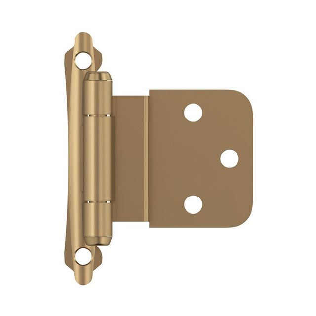 AMEROCK Scalloped Edge Self Closing Face Mount 3/8" Inset Cabinet Hinge (pair) in Champagne Bronze BPR7928CZ Front View
