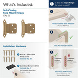 AMEROCK Scalloped Edge Self Closing Face Mount 3/8" Inset Cabinet Hinge (pair) in Champagne Bronze BPR7928CZ What's Included