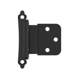 AMEROCK Scalloped Edge Self Closing Face Mount 3/8" Inset Cabinet Hinge (pair) in Flat Black BPR7928FB Front View