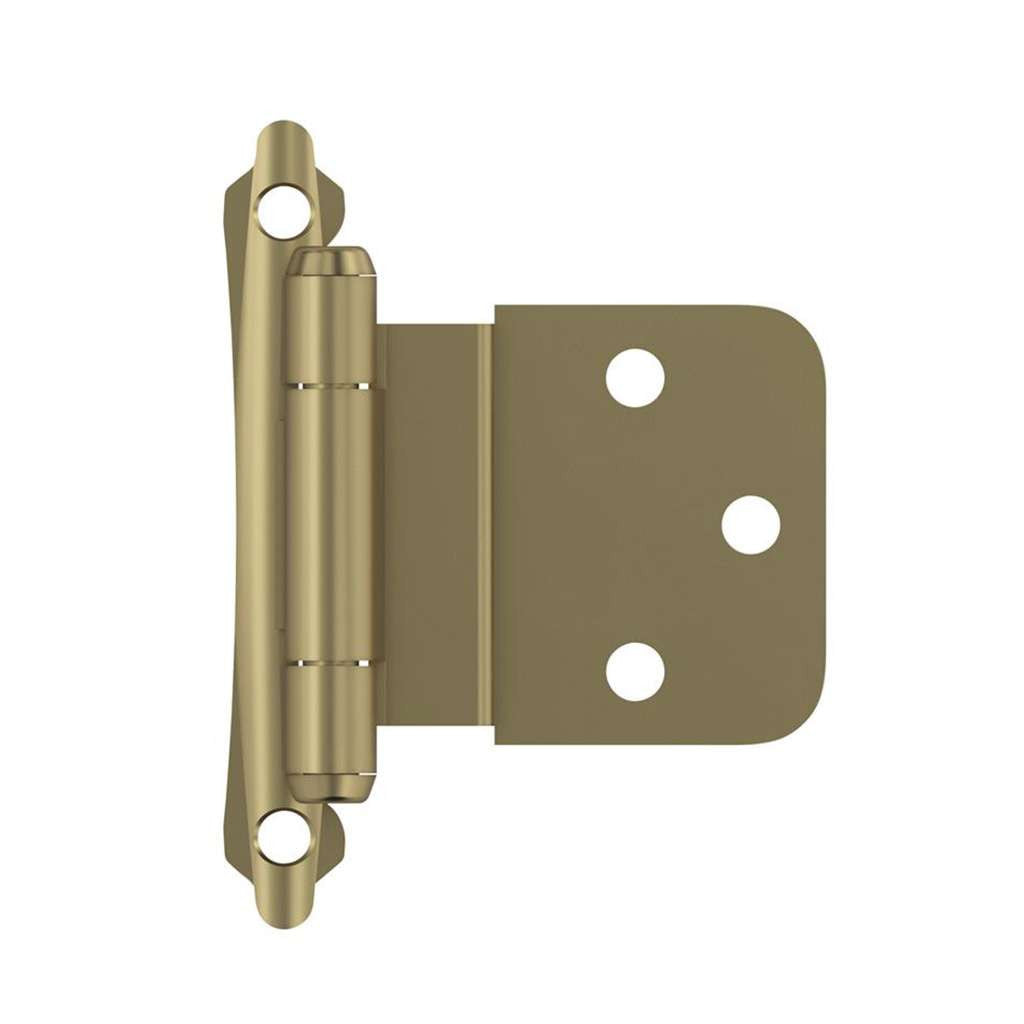 AMEROCK Scalloped Edge Self Closing Face Mount 3/8" Inset Cabinet Hinge (pair) in Golden Champagne BPR7928BBZ Front View