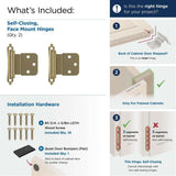 AMEROCK Scalloped Edge Self Closing Face Mount 3/8" Inset Cabinet Hinge (pair) in Golden Champagne BPR7928BBZ What's Included