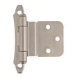 AMEROCK Scalloped Edge Self Closing Face Mount 3/8" Inset Cabinet Hinge (pair) in Satin Nickel BPR7928G10 Top View