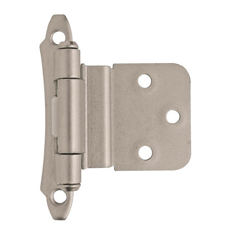 AMEROCK Scalloped Edge Self Closing Face Mount 3/8" Inset Cabinet Hinge (pair) in Satin Nickel BPR7928G10 Top View