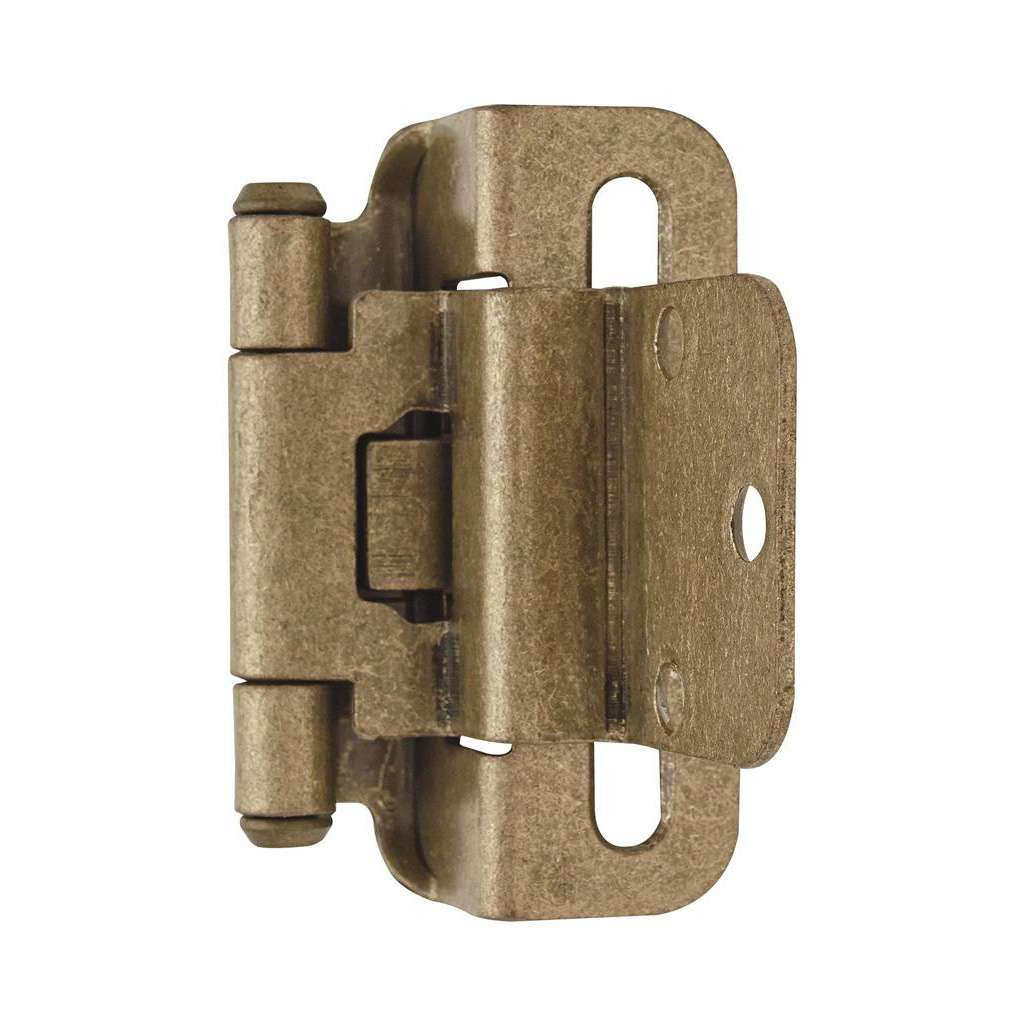 AMEROCK Self Closing 3/8" Inset Partial Wrap Cabinet Hinge (pair) in Burnished Brass BPR7565BB Angle