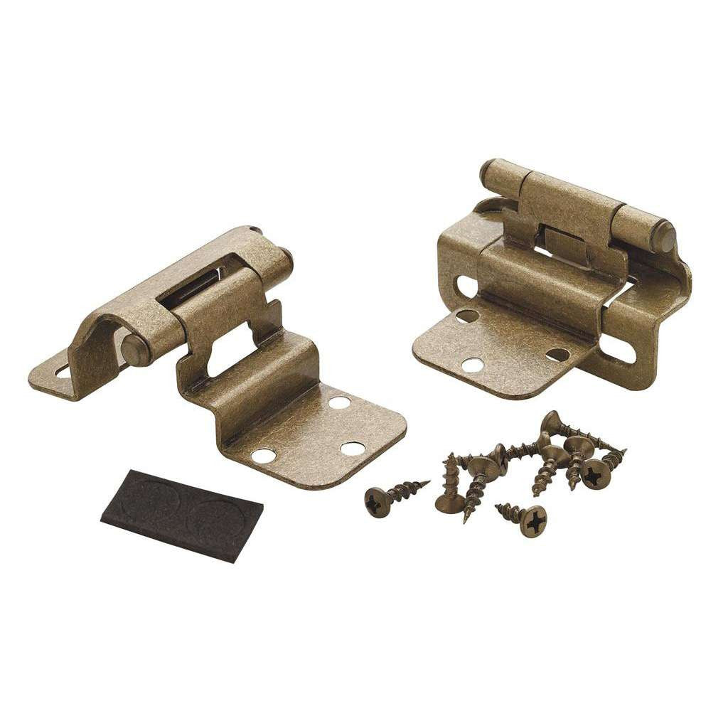AMEROCK Self Closing 3/8" Inset Partial Wrap Cabinet Hinge (pair) in Burnished Brass BPR7565BB Pair
