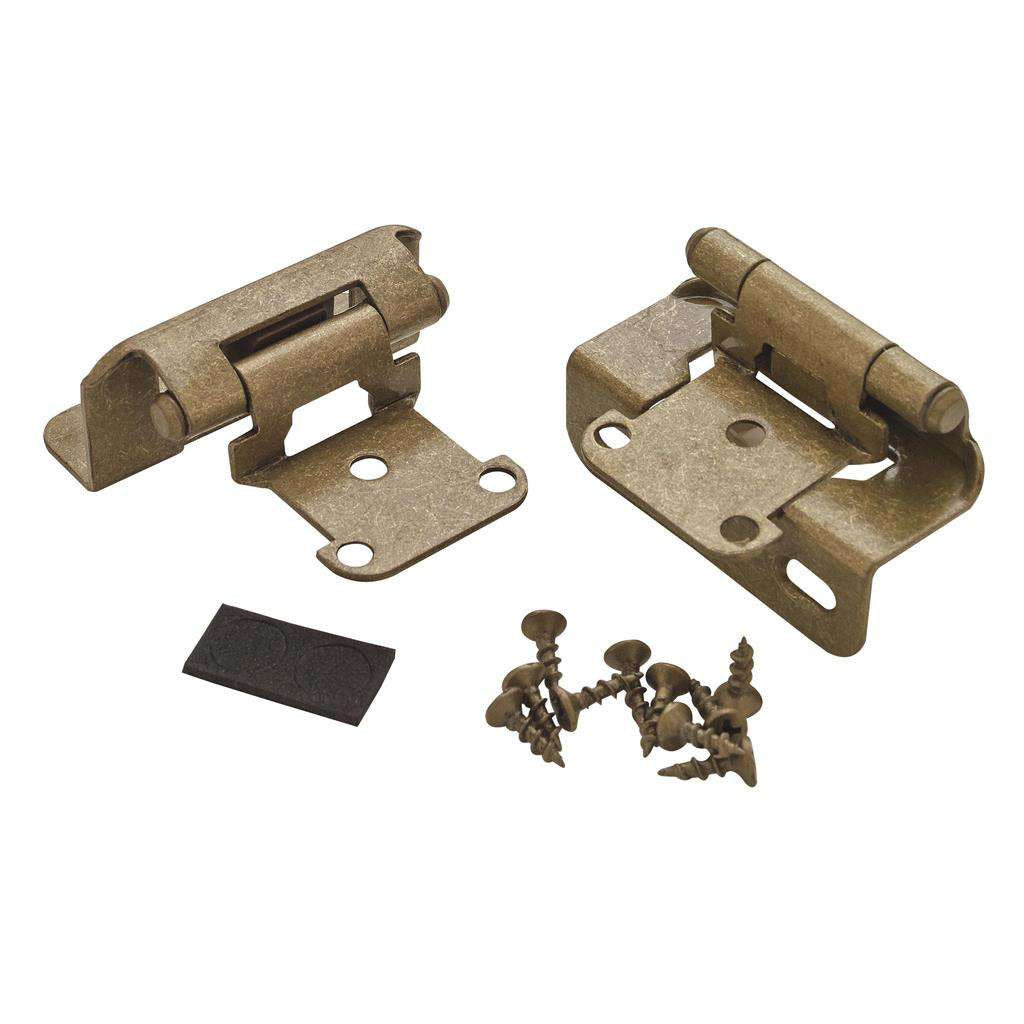 AMEROCK Self Closing Partial Wrap 1/2" Overlay Cabinet Hinge (pair) in Burnished Brass BPR7550BB Pair