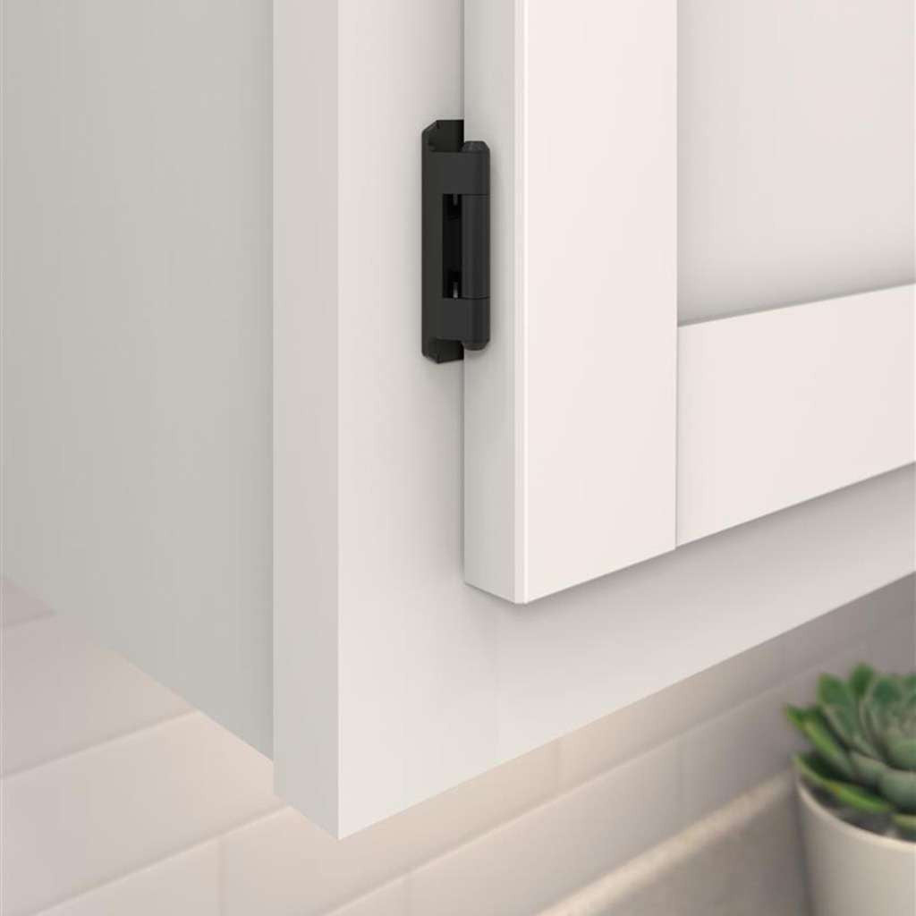 AMEROCK Self Closing Partial Wrap 1/2" Overlay Cabinet Hinge (pair) in Flat Black BPR7550FB Mounted