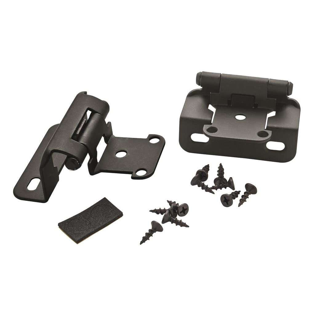 AMEROCK Self Closing Partial Wrap 1/2" Overlay Cabinet Hinge (pair) in Flat Black BPR7550FB Pair