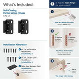 AMEROCK Self Closing Partial Wrap 1/2" Overlay Cabinet Hinge (pair) in Flat Black BPR7550FB What's Included