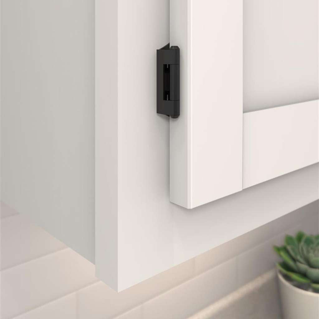 AMEROCK Self Closing Partial Wrap 1/4" Overlay Cabinet Hinge (pair) in Flat Black BPR7566FB Mounted