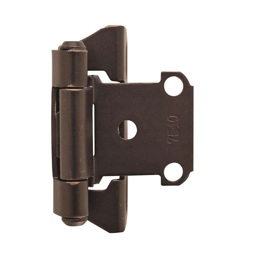 AMEROCK Self Closing Partial Wrap 1/4" Overlay Cabinet Hinge (pair) in Oil Rubbed Bronze BPR7566ORB Front View