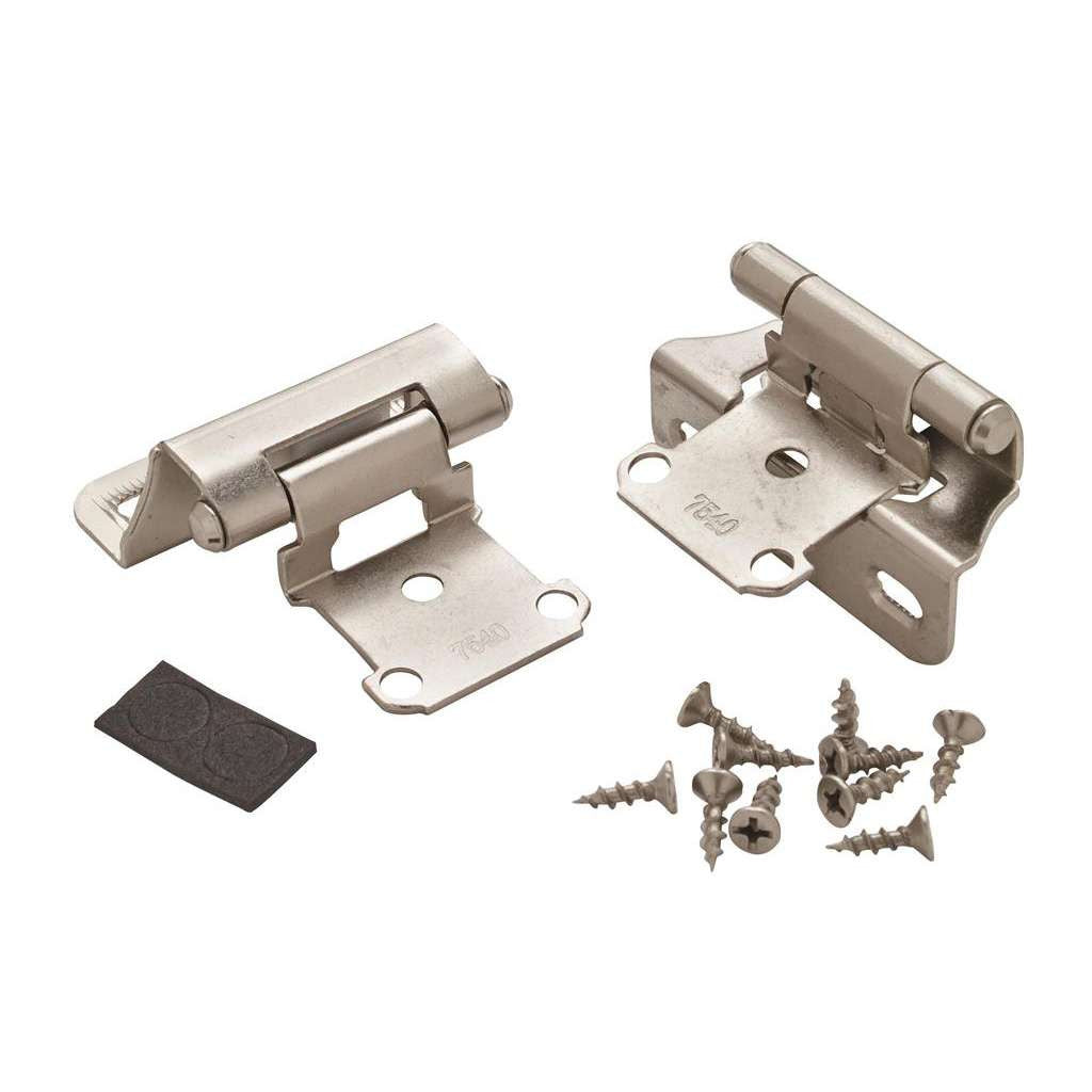 AMEROCK Self Closing Partial Wrap 1/4" Overlay Cabinet Hinge (pair) in Satin Nickel BPR7566G10 Pair