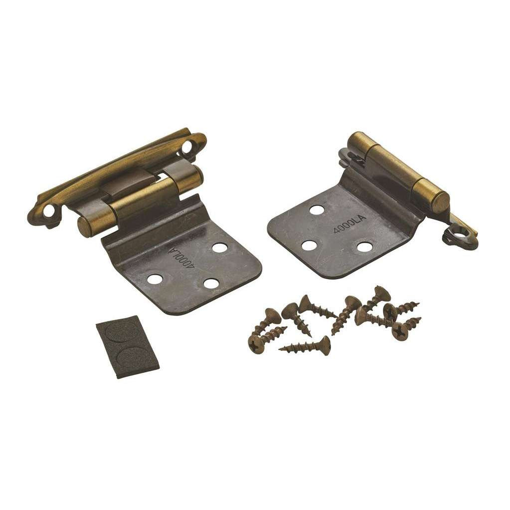 AMEROCK Self Closing Reverse Bevel Variable Overlay Cabinet Hinge (pair) in Antique Brass BPR7630AE Pair