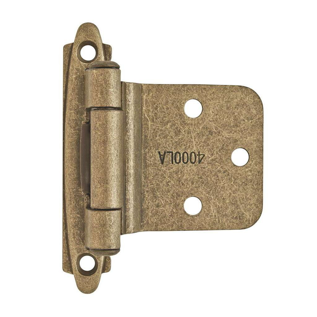 AMEROCK Self Closing Reverse Bevel Variable Overlay Cabinet Hinge (pair) in Burnished Brass BPR7630BB Front View