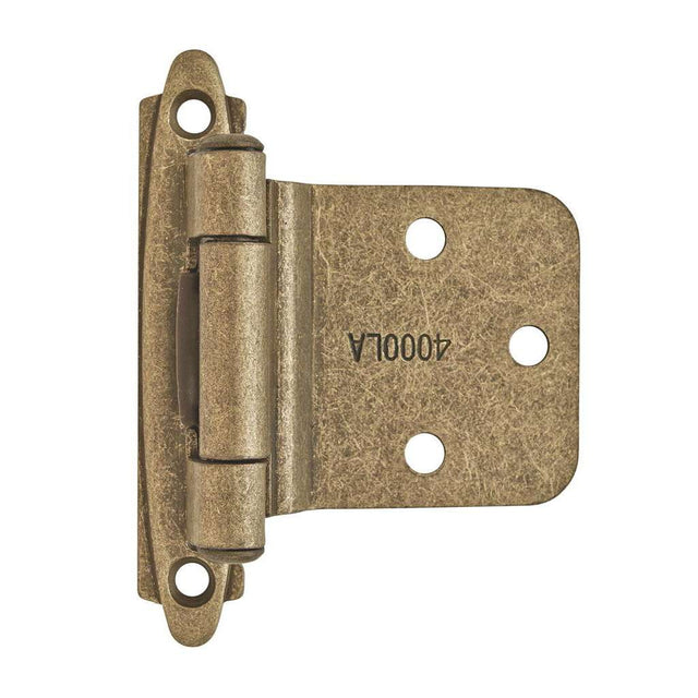 AMEROCK Self Closing Reverse Bevel Variable Overlay Cabinet Hinge (pair) in Burnished Brass BPR7630BB Front View