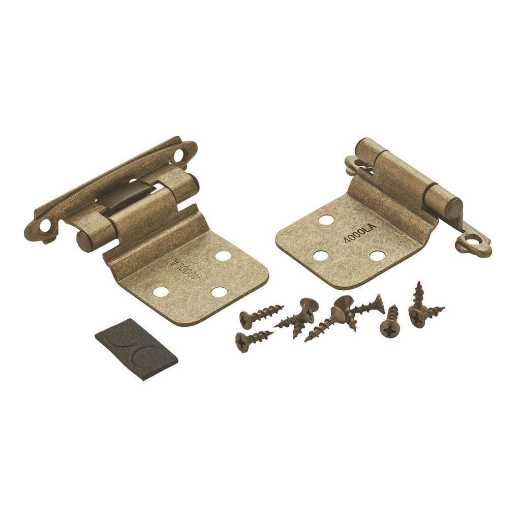 AMEROCK Self Closing Reverse Bevel Variable Overlay Cabinet Hinge (pair) in Burnished Brass BPR7630BB Pair