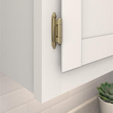 AMEROCK Self Closing Reverse Bevel Variable Overlay Cabinet Hinge (pair) in Golden Champagne BPR7630BBZ Mounted