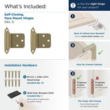 AMEROCK Self Closing Reverse Bevel Variable Overlay Cabinet Hinge (pair) in Golden Champagne BPR7630BBZ What's Included