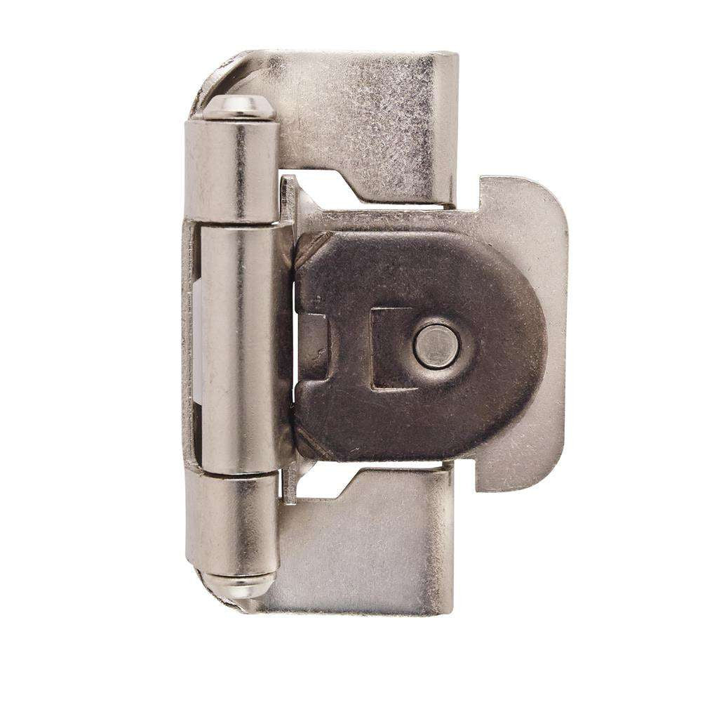 AMEROCK Single Demountable 1/2" Overlay Cabinet Hinge (pair) in Satin Nickel BPR8719FB Front View